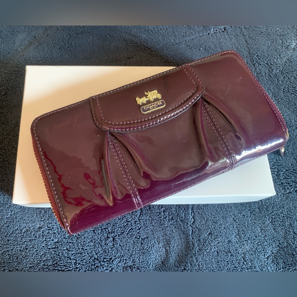 Coach Deep Burgundy Patent Leather Wallet